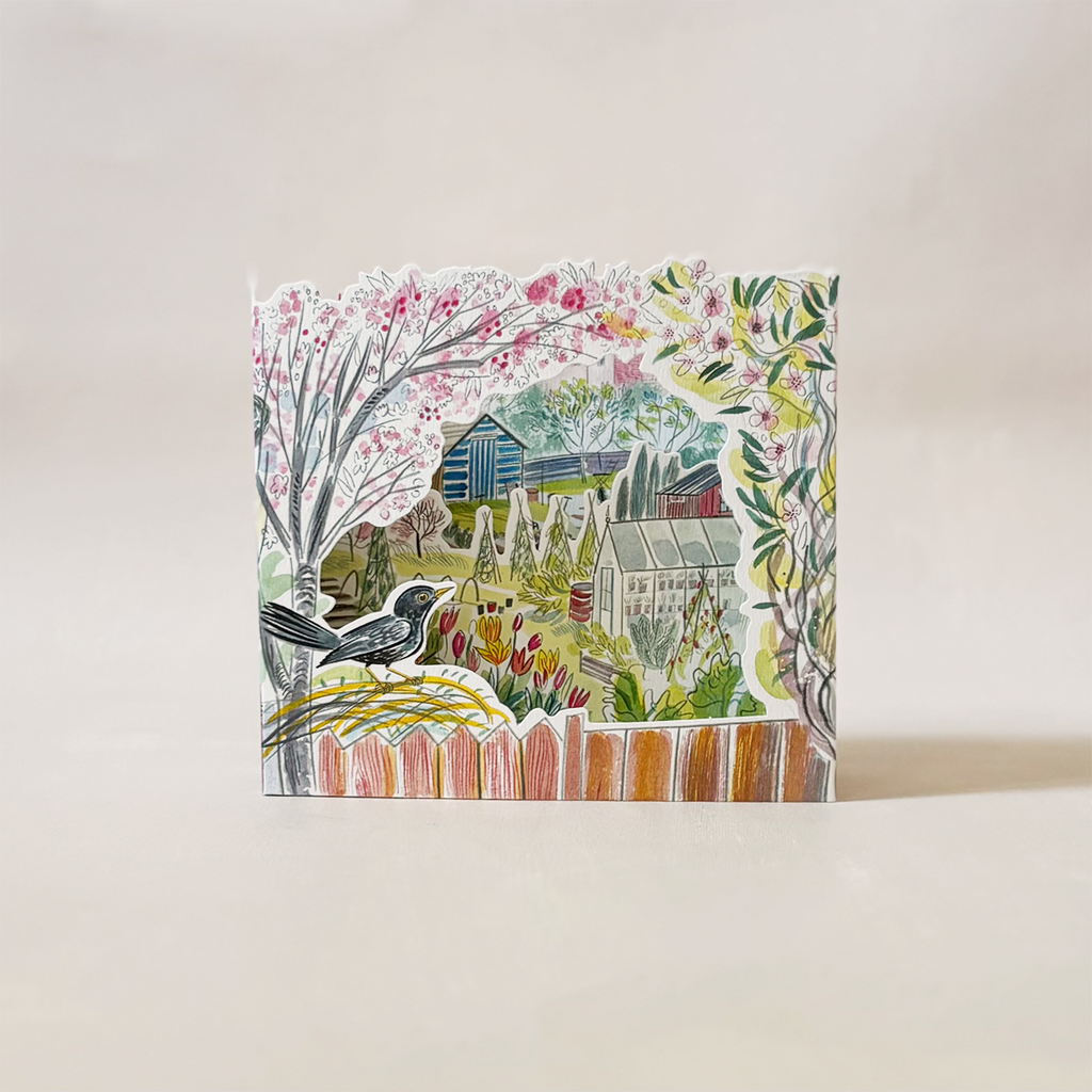 Blackbird Allotment Pop Up Note Card