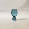 Pleated Footed Wine Glass Blue