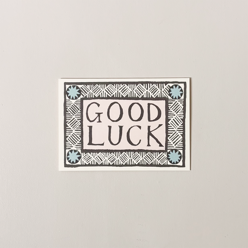 Pink & Sky Blue Good Luck Note Card