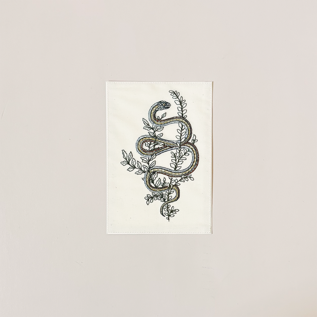 Garter Snake Embroidered Note Card