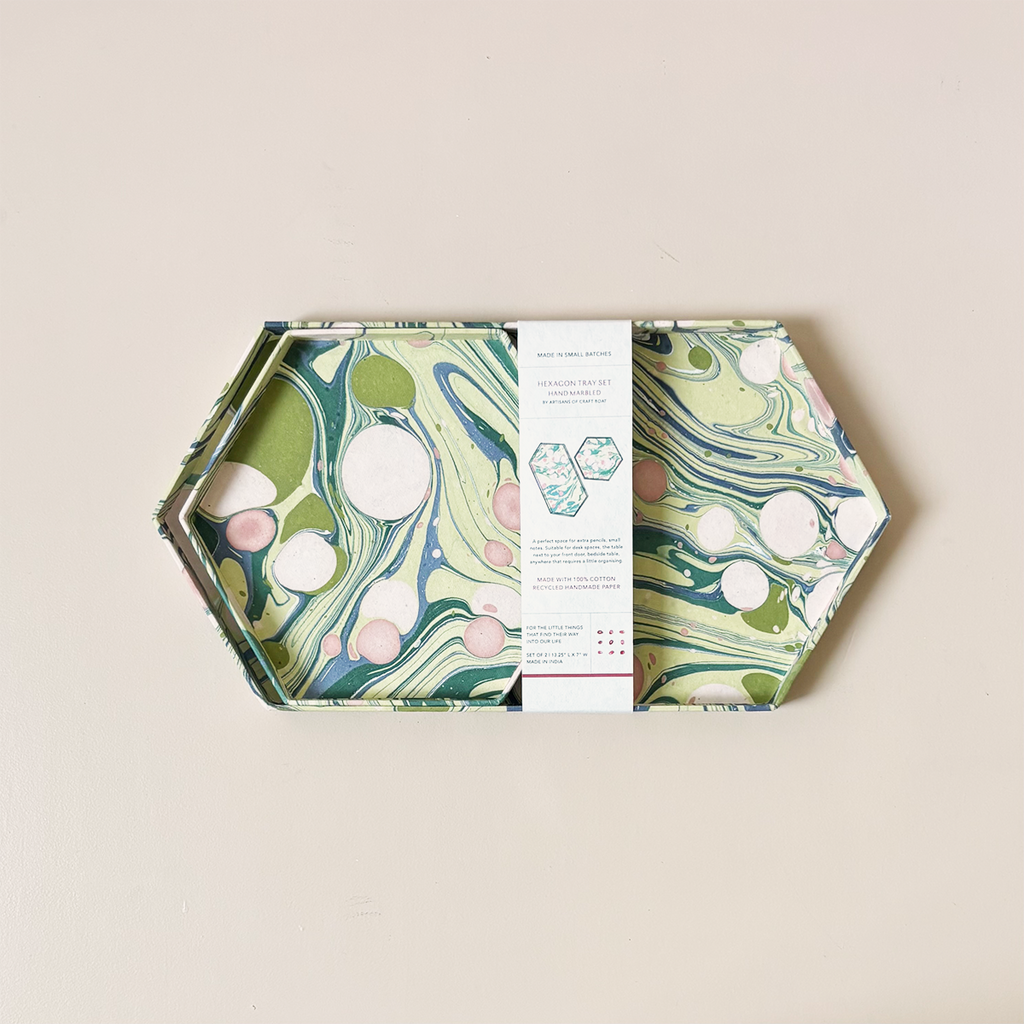 Hexagon Tray Set Moss Bubble