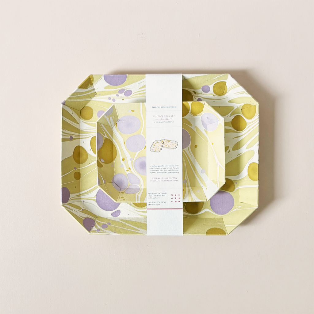 Octagon Tray Set Butter Yellow Pebble