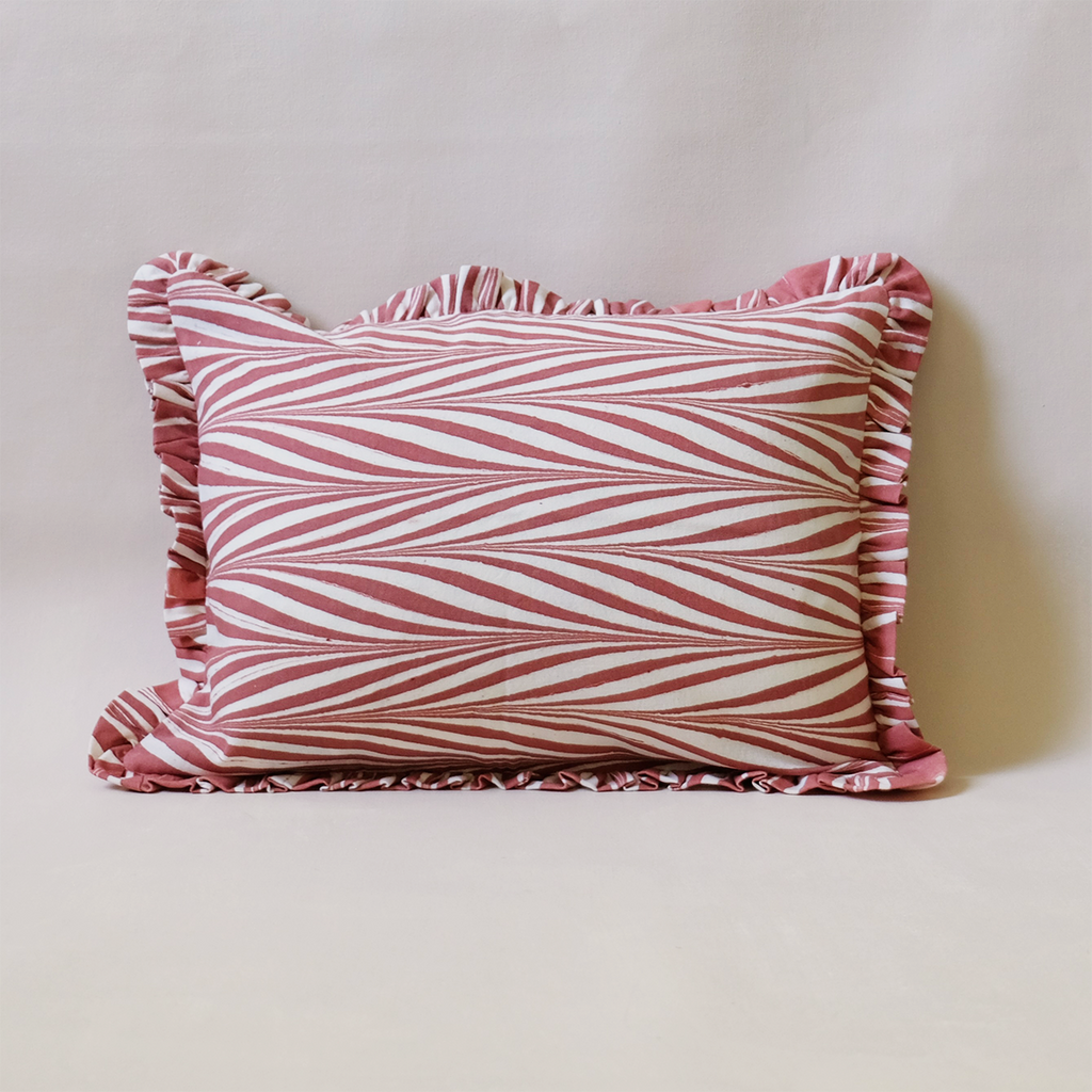 Ruffled Edge Boudoir Pillow Cover Maroon Banyan