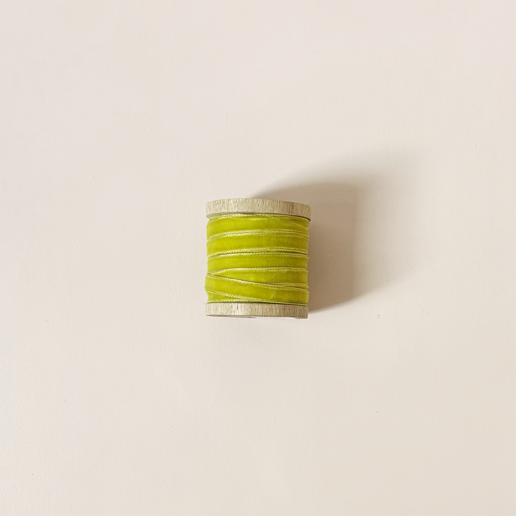 Velvet Ribbon With Metallic Edge Chartreuse