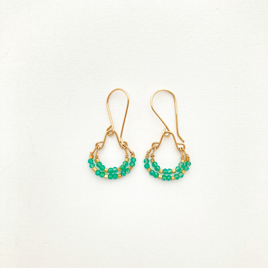 Green Onyx Double Hoop Earrings
