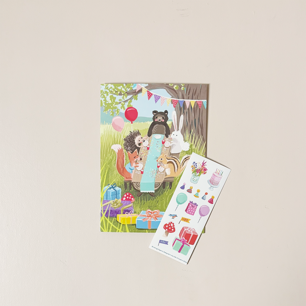Woodland Party Sticker Scene Note Card