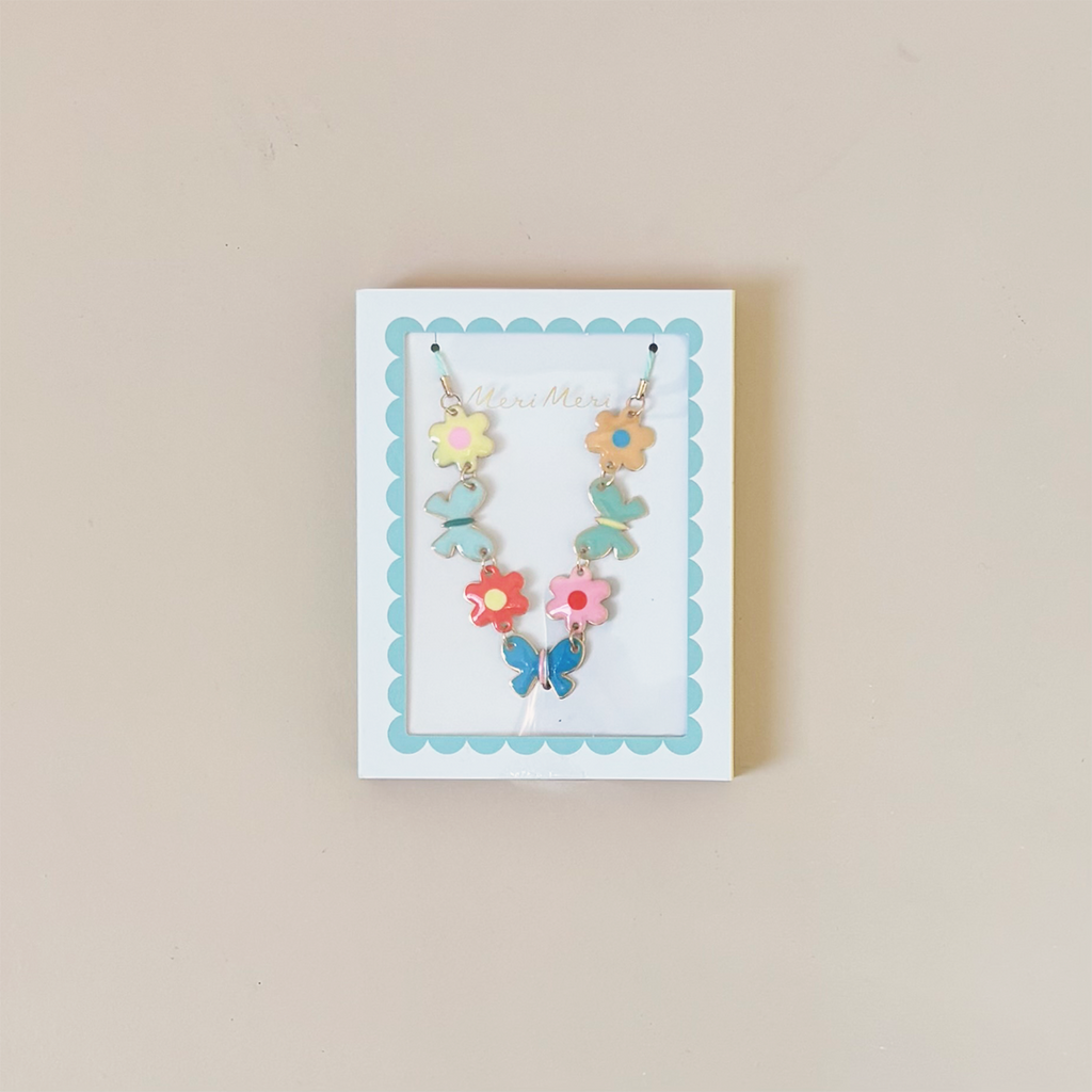 Butterflies & Flowers Enamel Charm Necklace