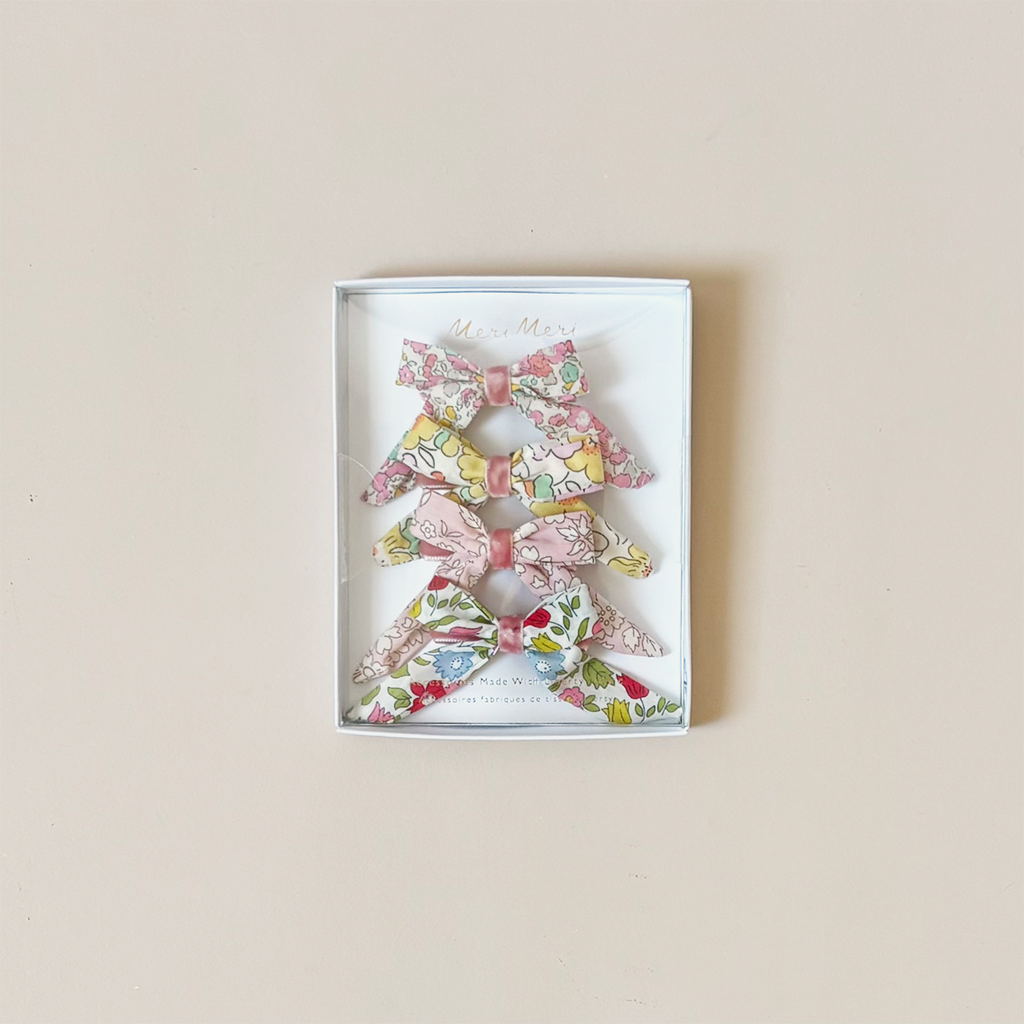 Floral Bow Hair Clips