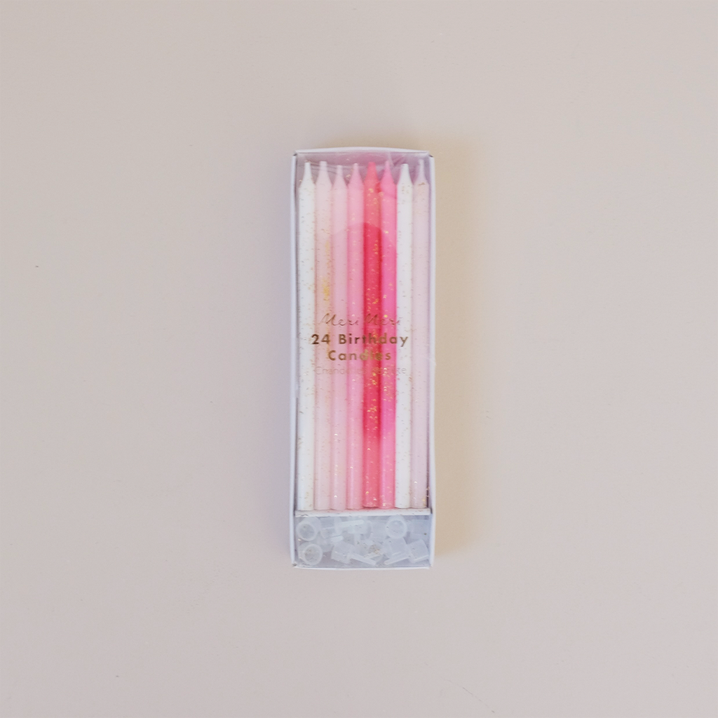 Pink Glitter Candles