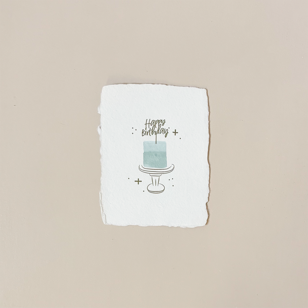 Happy Birthday Cake Topper Flat Note Card