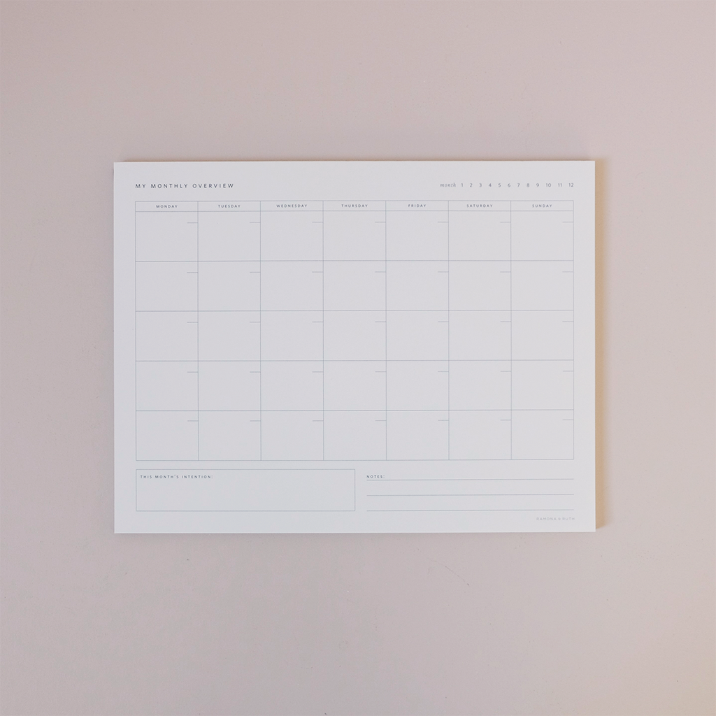Monthly Overview Notepad