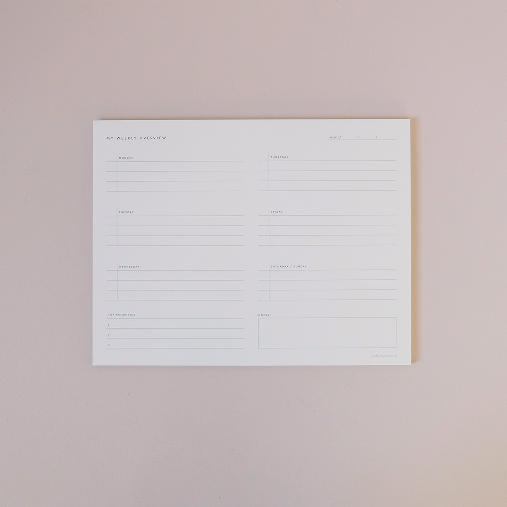 Weekly Overview Notepad