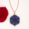 Hand Carved Lapis Flower Necklace