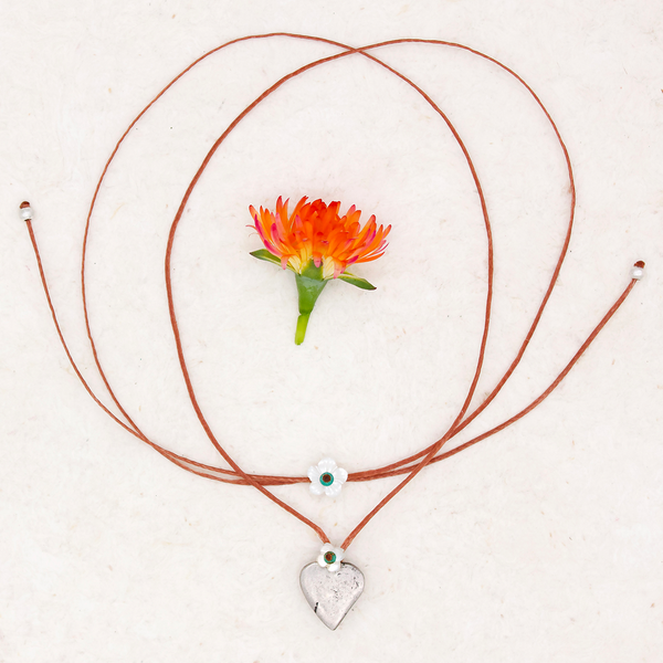 Silver Large Heart Milagro Necklace