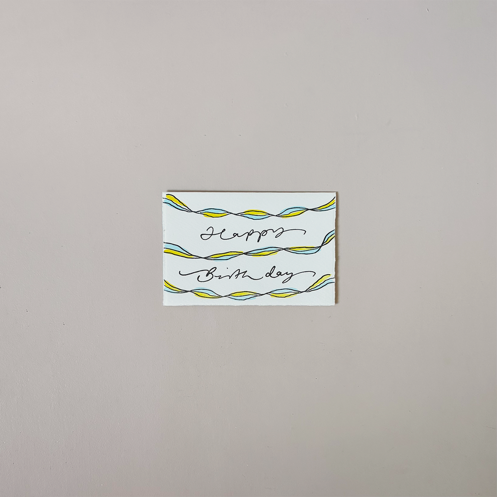Blue Happy Birthday Streamers Note Card