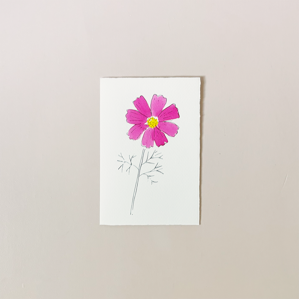 Cosmos Dark Pink Note Card