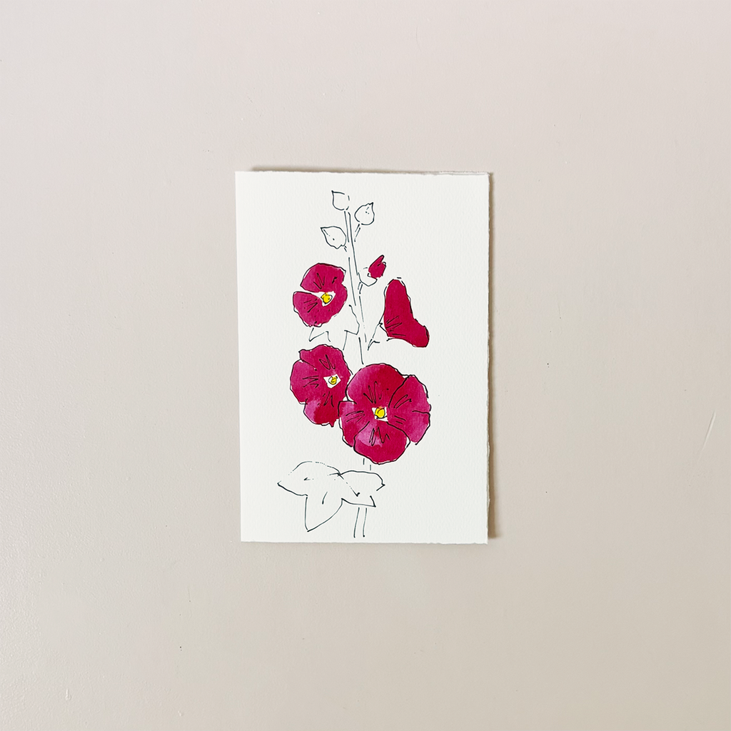 Hollyhock Dark Red Note Card