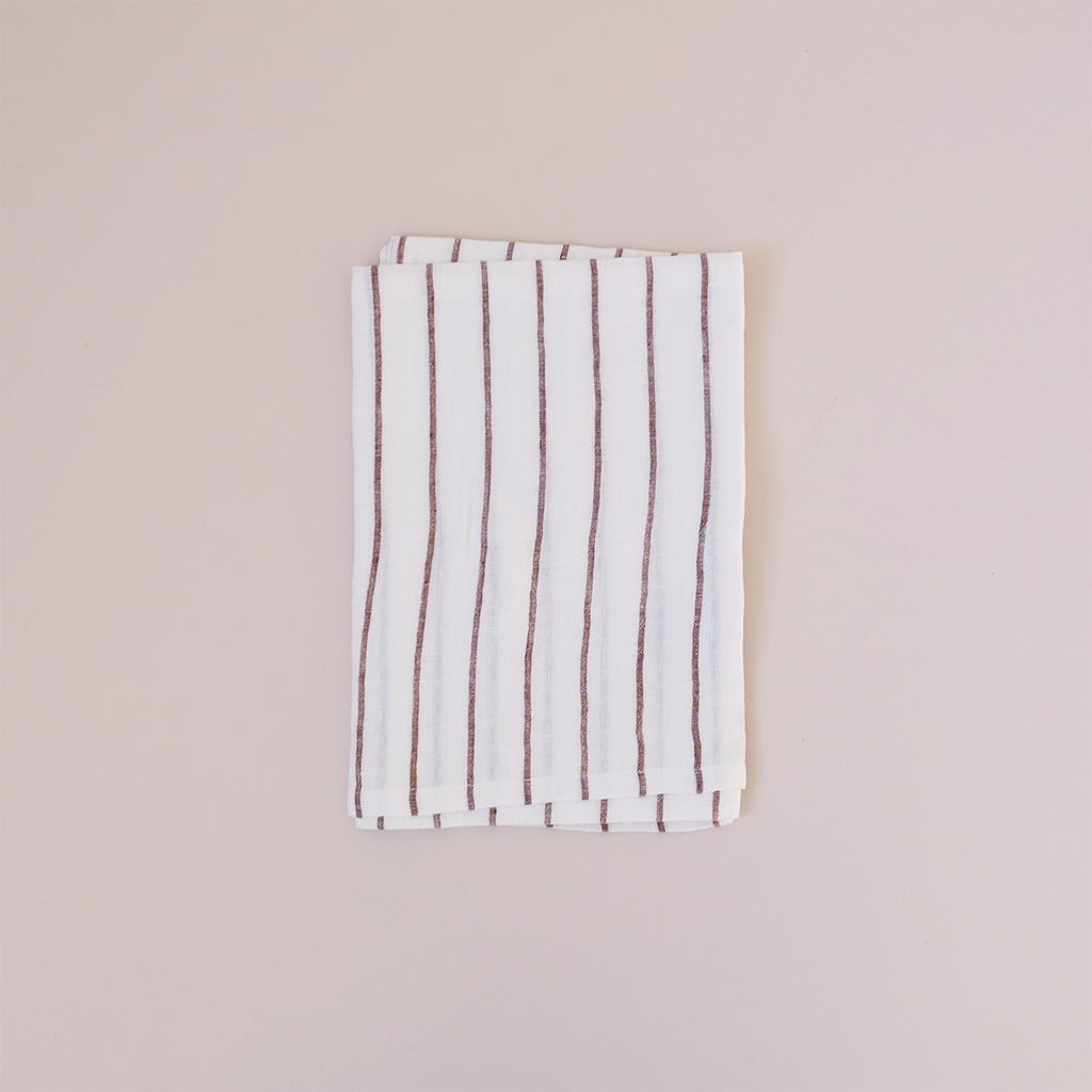 Belmont Stripe Linen Tea Towel Clay
