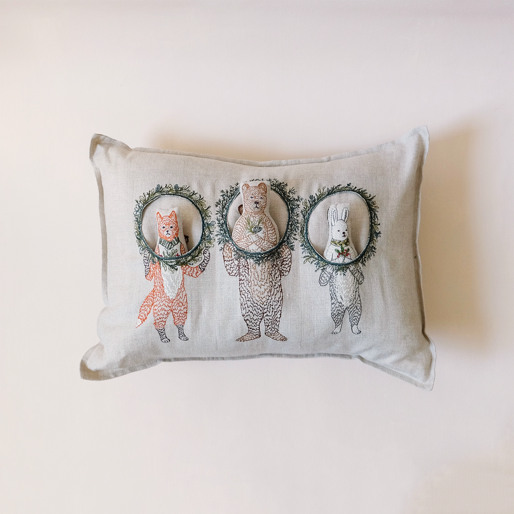 Christmas Wreath Trio Pocket Pillow