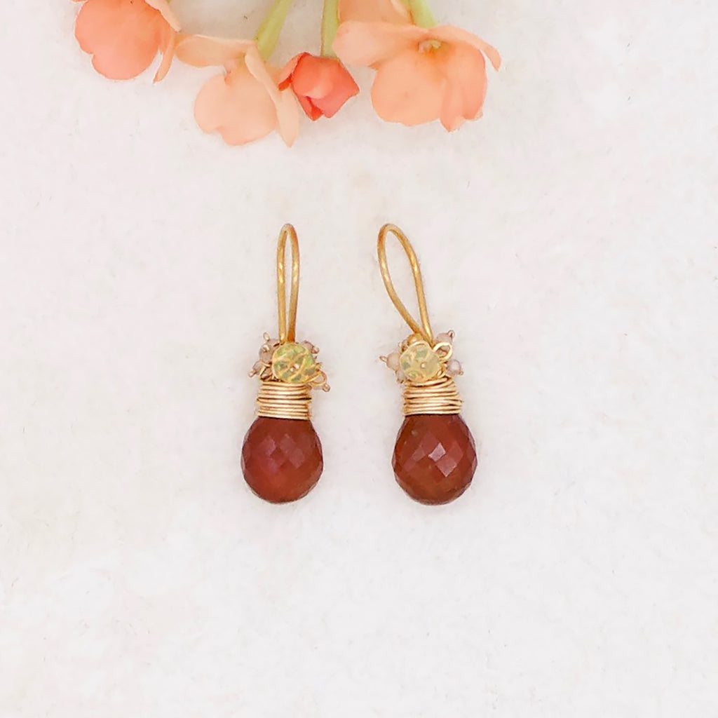 Hessonite Garnet Fringe Earrings