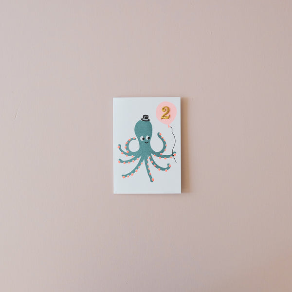 Octopus 2nd Birthday Note Card