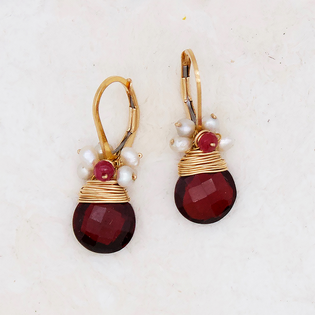 Regal Garnet Fringe Earrings