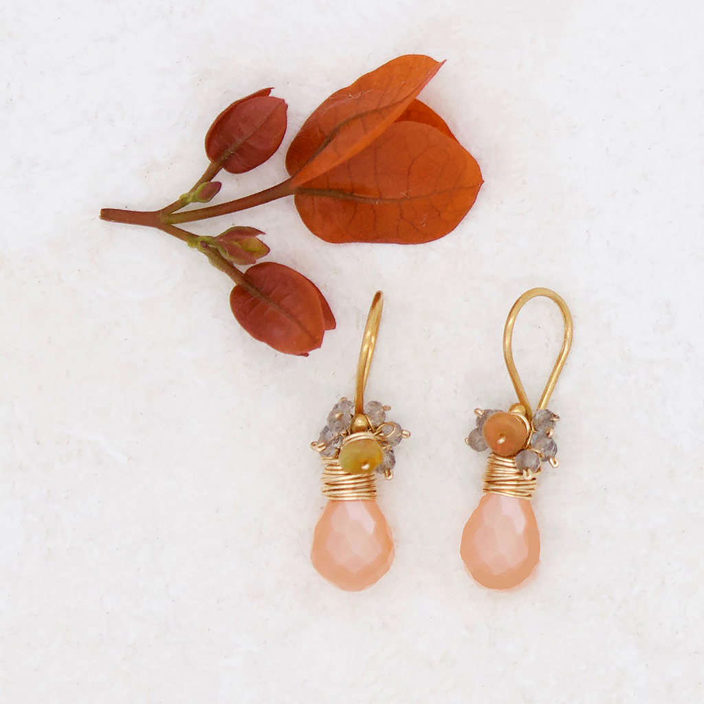 Peach Moonstone Earrings