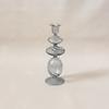 Blue Swirl Glass Candlestick Large