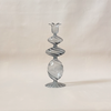 Blue Swirl Glass Candlestick Large