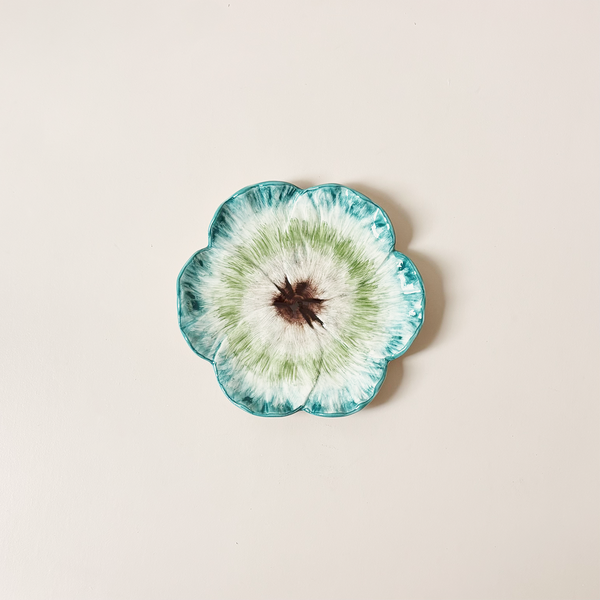 Elisabetta Flower Dessert Plate Green
