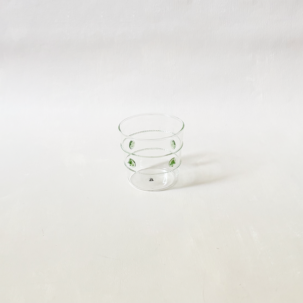 Green Dot & Rope Double Old Fashion Glass