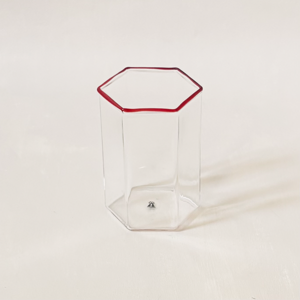 Hexagon Tumbler Clear & Red