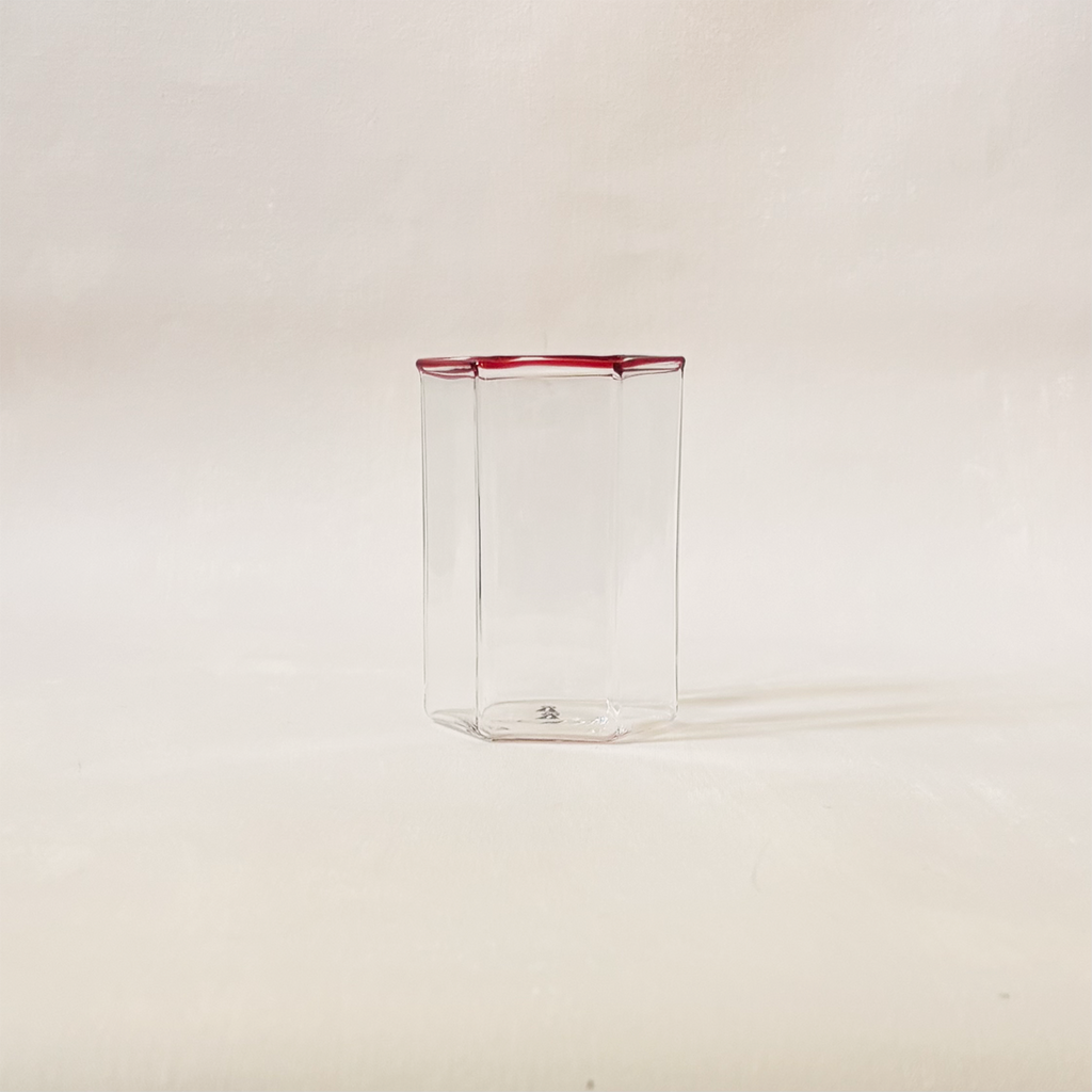 Hexagon Tumbler Clear & Red