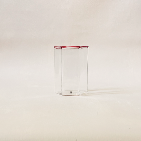 Hexagon Tumbler Clear & Red
