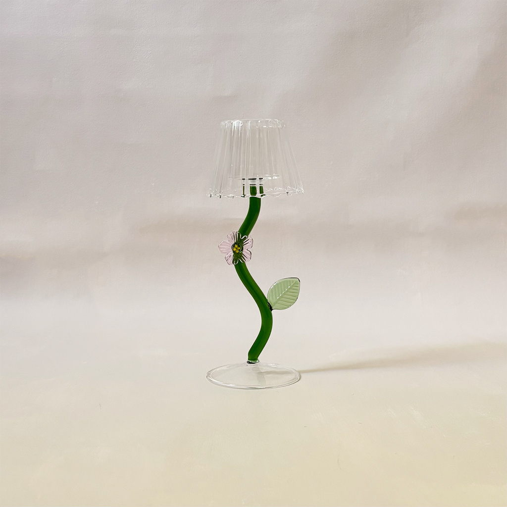 Pink Flower & Leaf Tealight