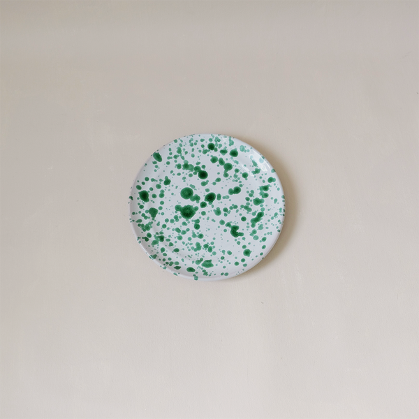 Taverna Speckled Dessert Plate Green/White