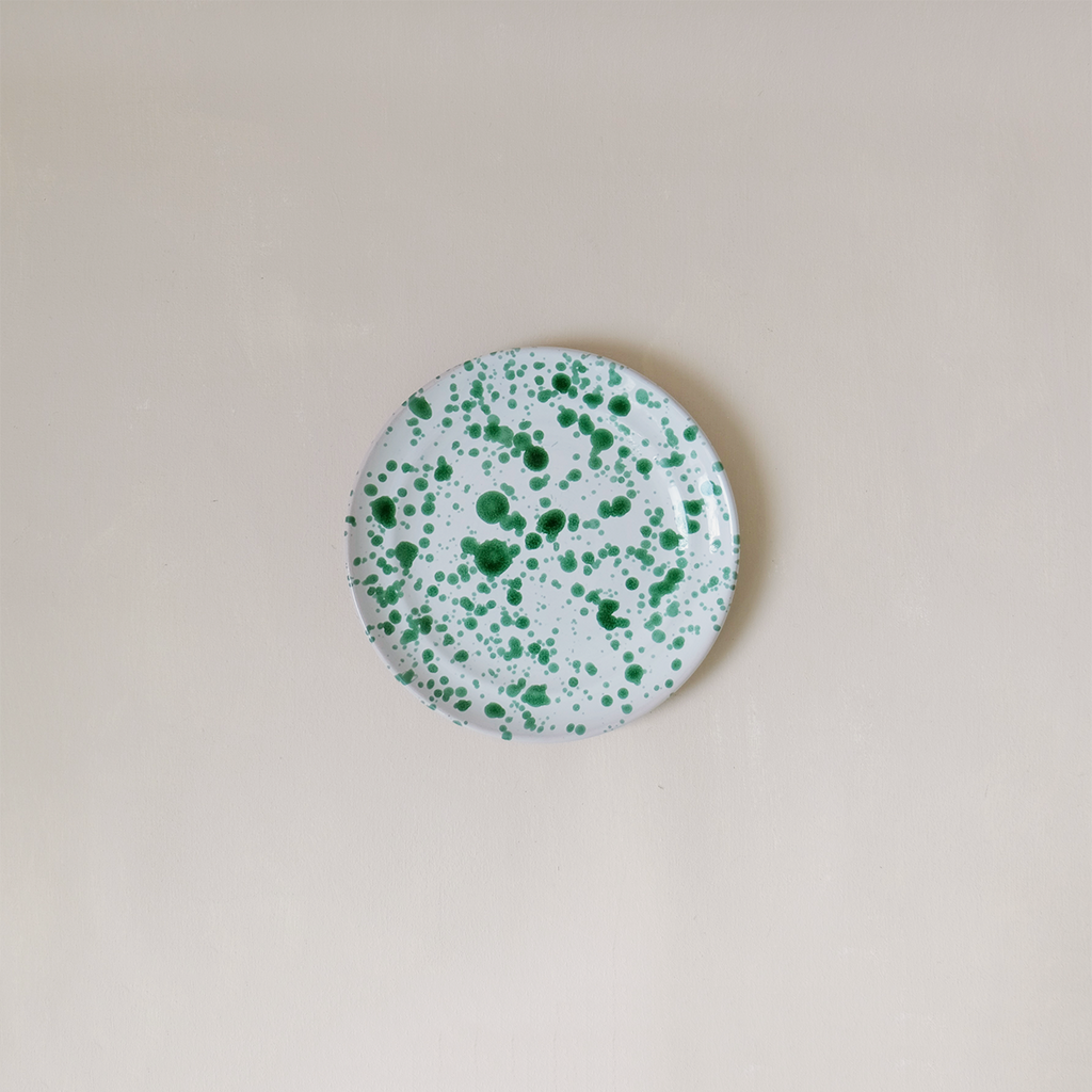 Taverna Speckled Dessert Plate Green/White