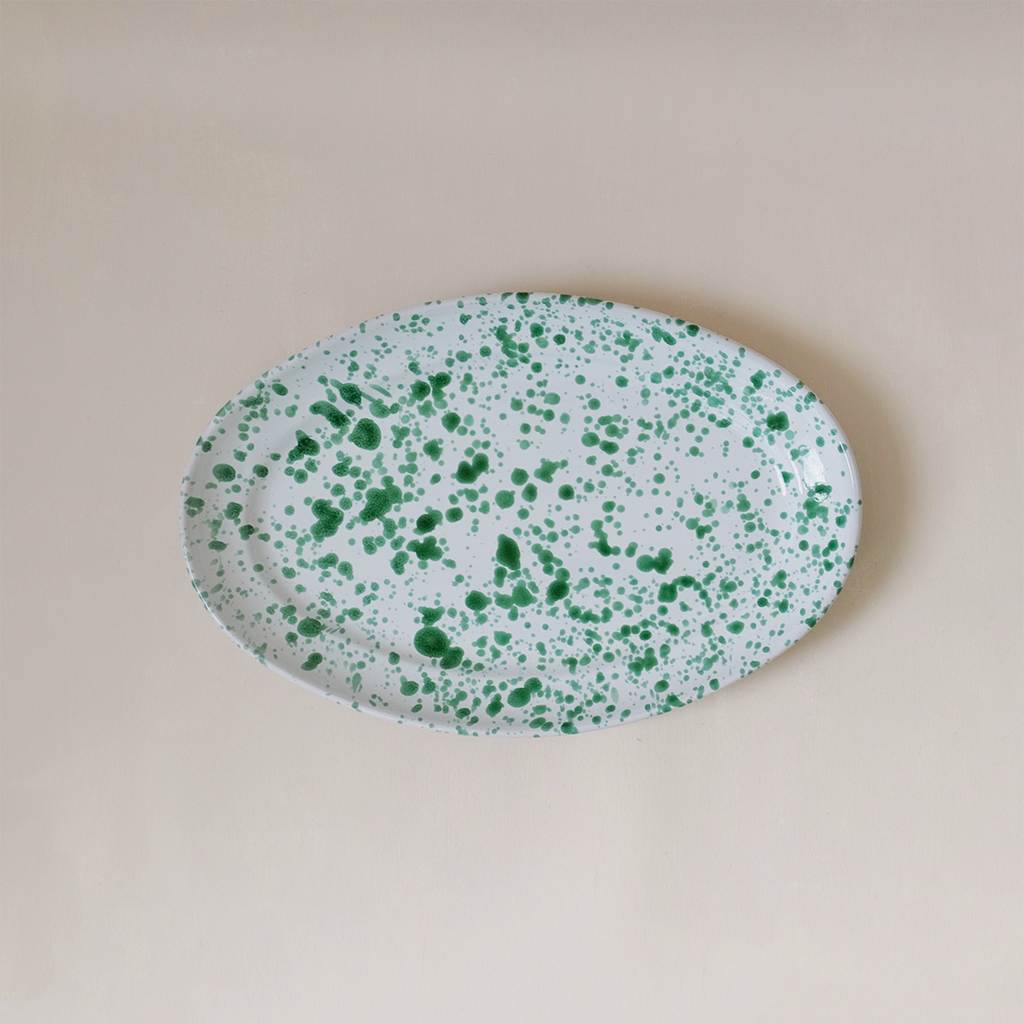 Taverna Speckled Platter Green/White