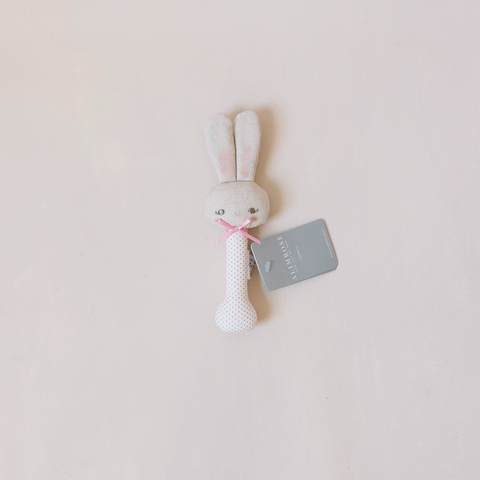 Bunny Stick Rattle Pink Spot