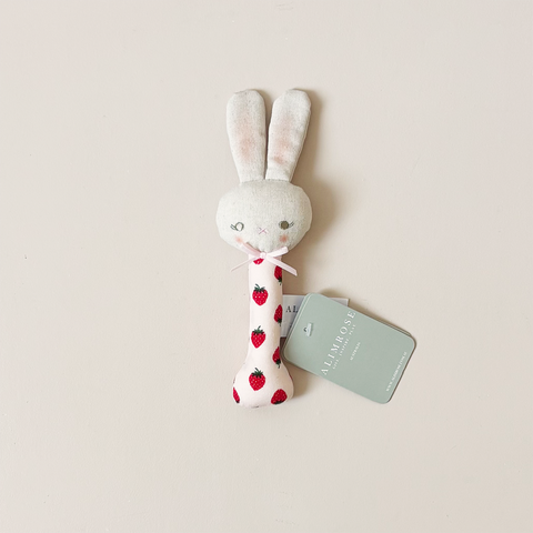 Bunny Stick Rattle Strawberry