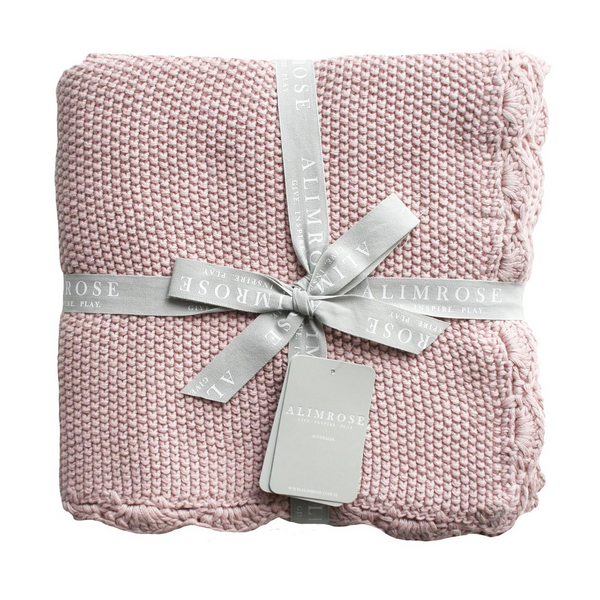 Moss Stitch Blanket Pink