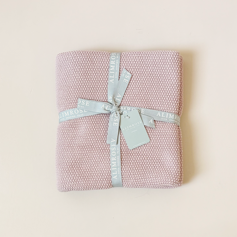 Moss Stitch Blanket Pink