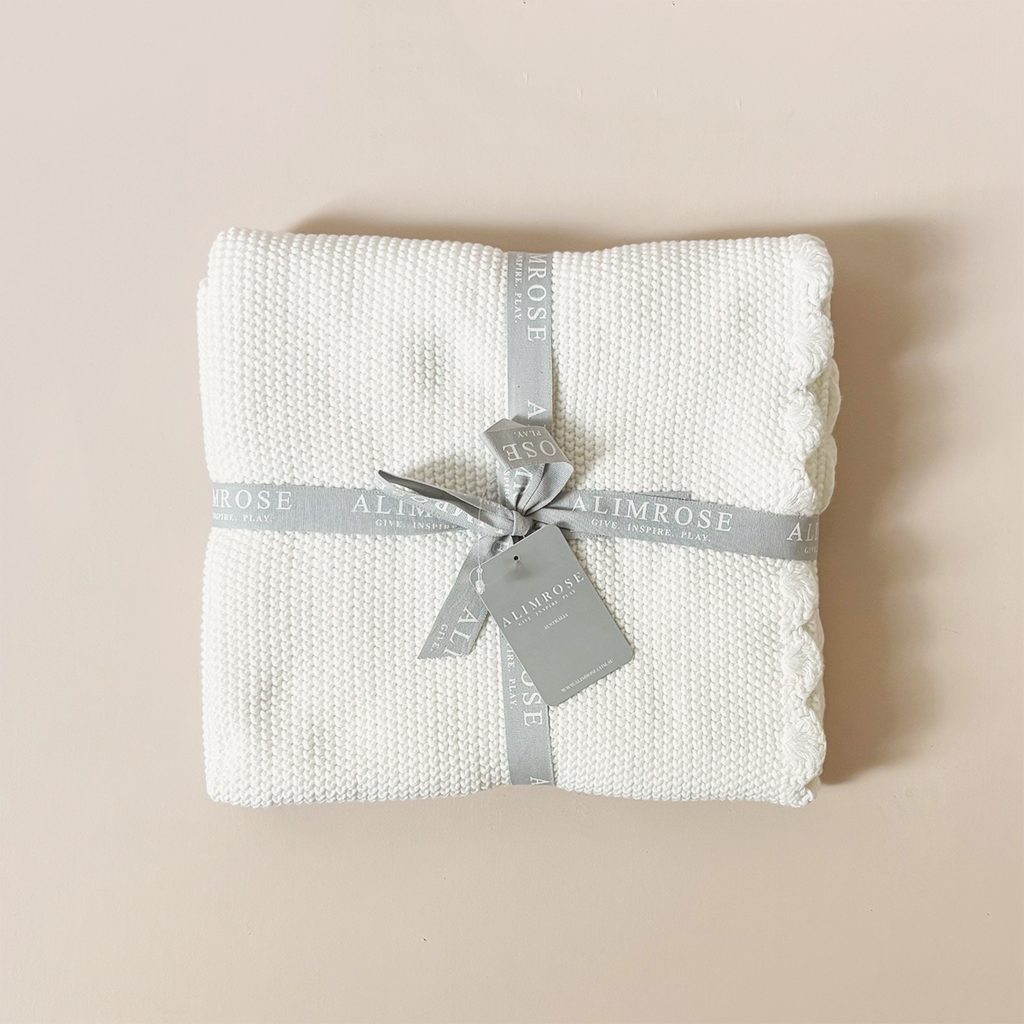 Moss Stitch Blanket Ivory