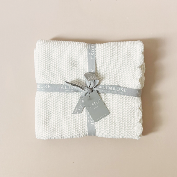 Moss Stitch Blanket Ivory