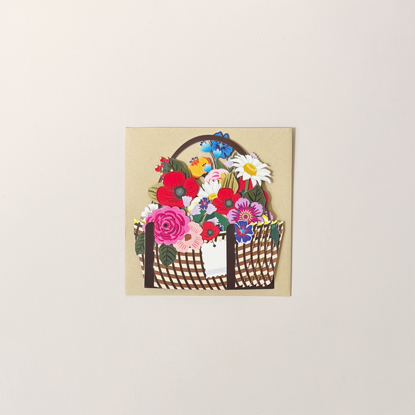 Basket of Flowers Pop Up Note Card