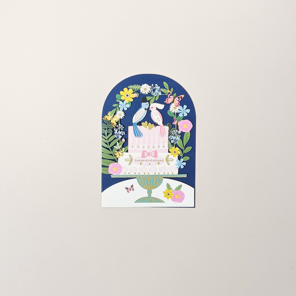 Love Birds Wedding Cake Paper Cut Note Card
