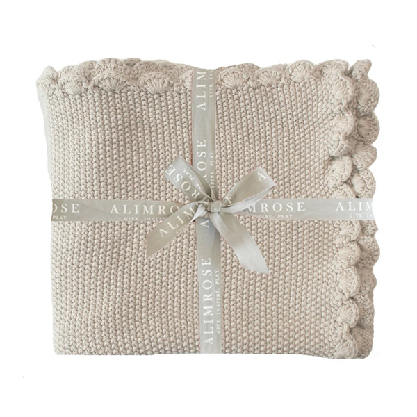 Moss Stitch Blanket Latte