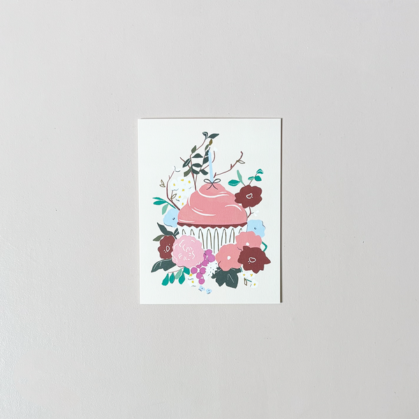 Blush Cupcake Birthday Note Card