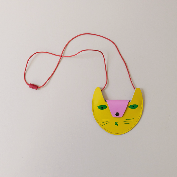 Cat Pocket Purse Yellow/Pink