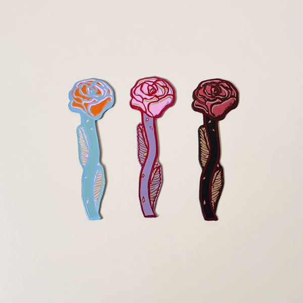 Rose Leather Bookmark